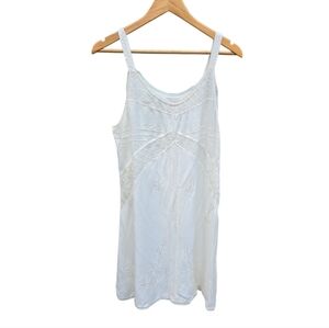 Vintage Creme Cute Options Boho Elegant White Embroidered Women's Mini Dress